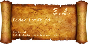 Bider Loránd névjegykártya